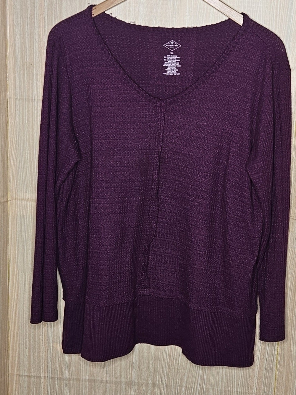 St. John’s Bay purple thermal oversized long sleeve top XL.